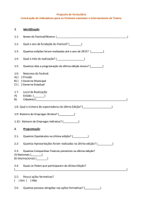 Formulário para a Construção de Indicadores dos Festivais de Teatro
