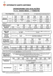 Cronograma de provas - 1AB - 1º TRI 2017