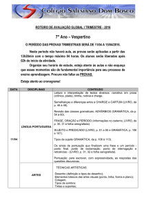 Roteiro de avaliação global - FII: 7º ano vespertino