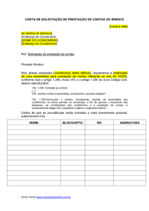 Carta de solicitação prestação de contas ao síndico