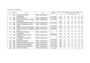 Resultado final: GEOGRAFIA ORDEM Nº DE INSCRIÇÃO NOME