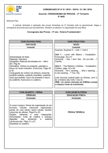 Cronograma das Provas - 2º Trimestre - 5º ano