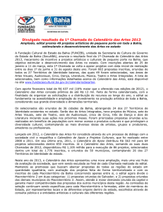 Release do Resultado da 1ª Chamada do Calendário das Artes 2013
