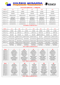 AVALIAÇÃO BIMESTRAL – 3º BIMESTRE DATA 2 A 2 B 2 C 2 D 2 E