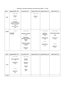 Calendário de Exames Nacionais do Ensino Secundário – 1ª Fase