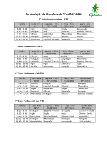 Calendário dos plantões de reorientação - Colégio Anglo