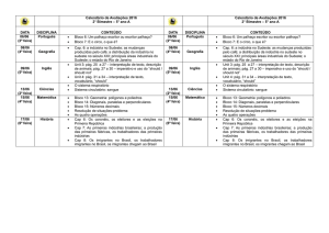 Calendário de Avaliações 2016 2° Bimestre – 5° ano A Calendário