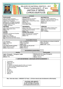 RELAÇÃO DO MATERIAL DIDÁTICO Ensino Fundamental II – 2017
