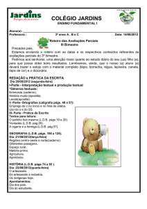 Roteiro das Avaliações Parciais III Bimestre