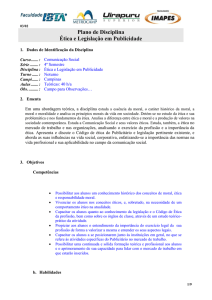 Plano de Disciplina Ética e Legislação em Publicidade