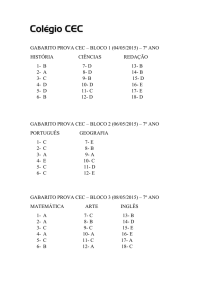 GABARITO PROVA CEC – BLOCO 1 (04/05/2015) – 7º ANO