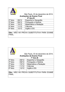 Avaliações de Exame Final 6º Ano B