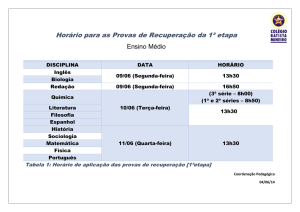 Horário para as Provas de Recuperação da 1ª etapa