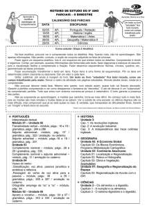 ROTEIRO DE ESTUDO DO 8º ANO Aprender é modificar estratégias