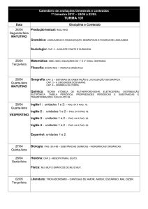 Calendario definitivo de avaliações Bimestrais * 24/04 à 02