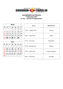 calendário de provas- fundamental i/ 2017