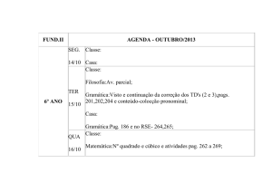 FUND.II AGENDA - OUTUBRO/2013 6º ANO SEG. 14/10 Classe