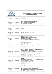 Provas Mensais – 1º Bimestre - 8º Ano A Conteúdo programático