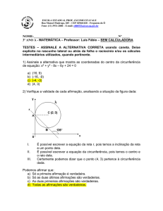 Avaliação 1 (Bimestre 2) * Matemática * professor: Luis Fábio
