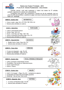 Roteiro dos Testes – 5° anos Tarde- 3ª unidade – 2015