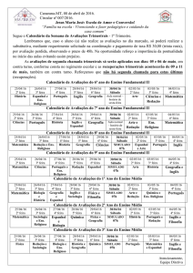 Calendário Geral - Colégio Jesus Maria José