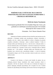 PERÍODO PARA O INÍCIO DE TRATAMENTO FISIOTERAPEUTICO