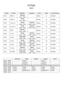 FUTSAL 2015 TURMA ALUNOS HORÁRIO 1 HORÁRIO 2 LOCAL