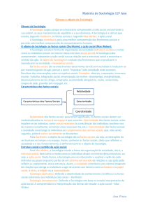 O objeto da Sociologia: os factos sociais (Durkheim