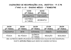 CALENDÁRIO DE RECUPERAÇÕES AVAL. OBJETIVA – P1 E P8