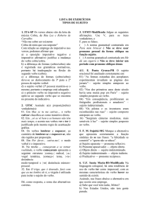 LISTA DE EXERCÍCIOS TIPOS DE SUJEITO 1. ITA