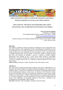 educação do/no campo e o ensino de geografia