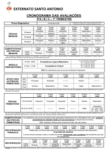 Cronograma de provas - 9ABC - 1º TRI 2017