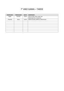 7° ANO GAMA – TARDE DISCIPLINA PROFESSOR DATA