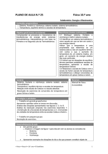 PLANO DE AULA N.º 25 Física 10.º ano