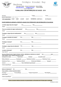 formulário com informações de saúde - 2014