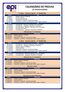 CALENDÁRIO DE PROVAS (2º Semestre/2016)