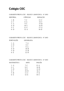 GABARITO PROVA CEC – BLOCO 1 (04/05/2015) – 6º ANO