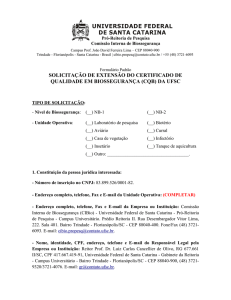 Formulário de Solicitação de Extensão de CQB - CIBio-UFSC