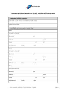 Formulário para apresentação do PRE – Projeto Resumido do