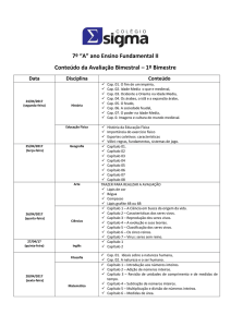 Calendário e conteúdo da avaliação bimestral 1º Bimestre 7º A