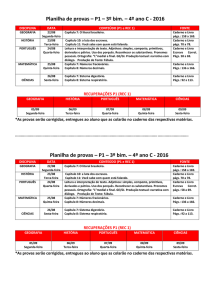 Planilha de provas – P1 – 3º bim. – 4º ano C