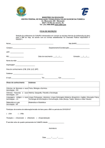 Ficha de inscrição – 5º Processo Seletivo - Cefet-RJ