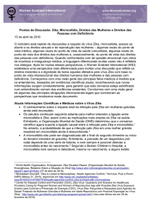 Pontos de Discussão: Zika, Microcefalia, Direitos das Mulheres e