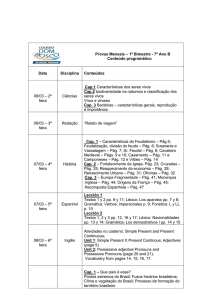 Provas Mensais – 1º Bimestre - 7º Ano B Conteúdo programático