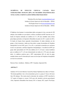 INCIDÊNCIA DE INFECÇÃO CERVICAL CAUSADA PELO