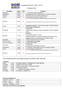 Cronograma de Provas 1º EM – P2 e P3 2º Bimestre 2013 Disciplina