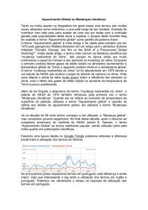 Aquecimento Global ou Mudanças climáticas