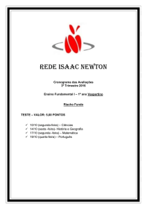 REDE ISAAC NEWTON Cronograma das Avaliações 3º Trimestre