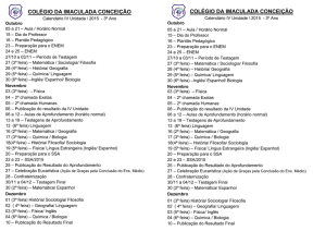 Calendário 3º Ano IV Unidade - Colégio Imaculada Conceição Recife