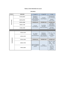 Horário das aulas - Técnico em Informática - 2015